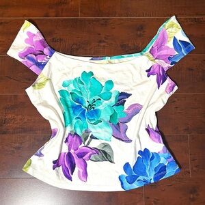 ANTHROPOLOGIE Maeve Off The Shoulder Floral Beaded Top Size XL